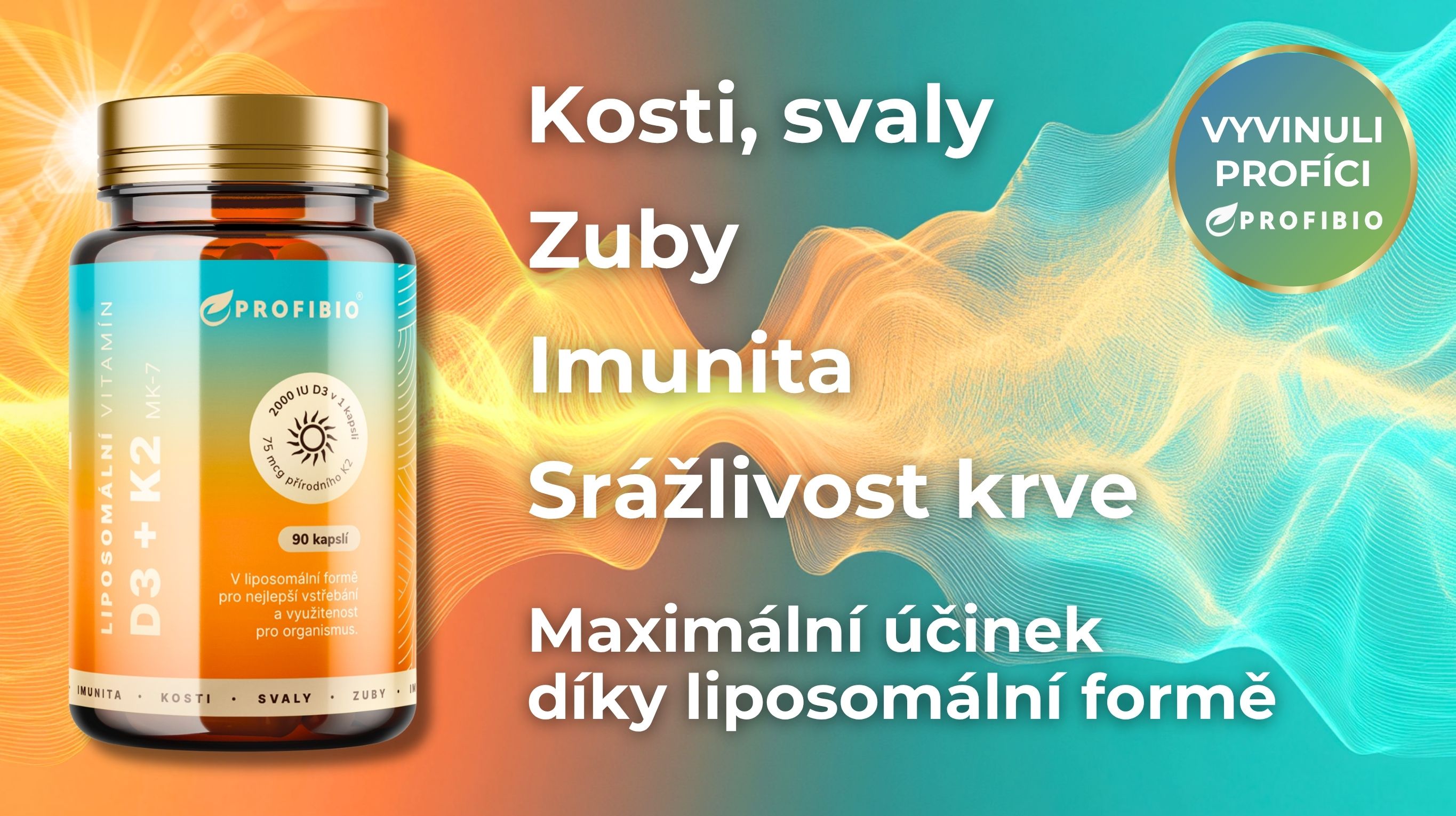 PREMIUM Liposomální Vitamín D3 + K2 MK-7, 2000 IU + 75 mcg, 90 kapslí -1